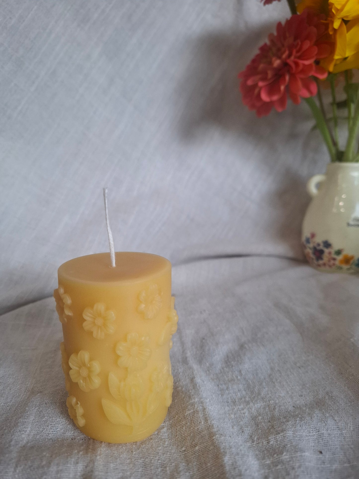 Blooms Beeswax Pillar