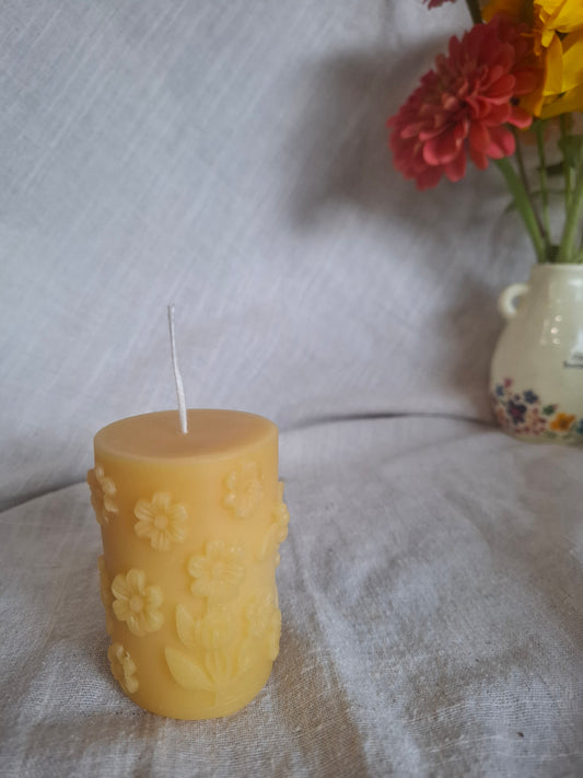 Blooms Beeswax Pillar